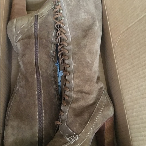 MK suede eyelet hook loop knee high platform RARE - Picture 8 of 16